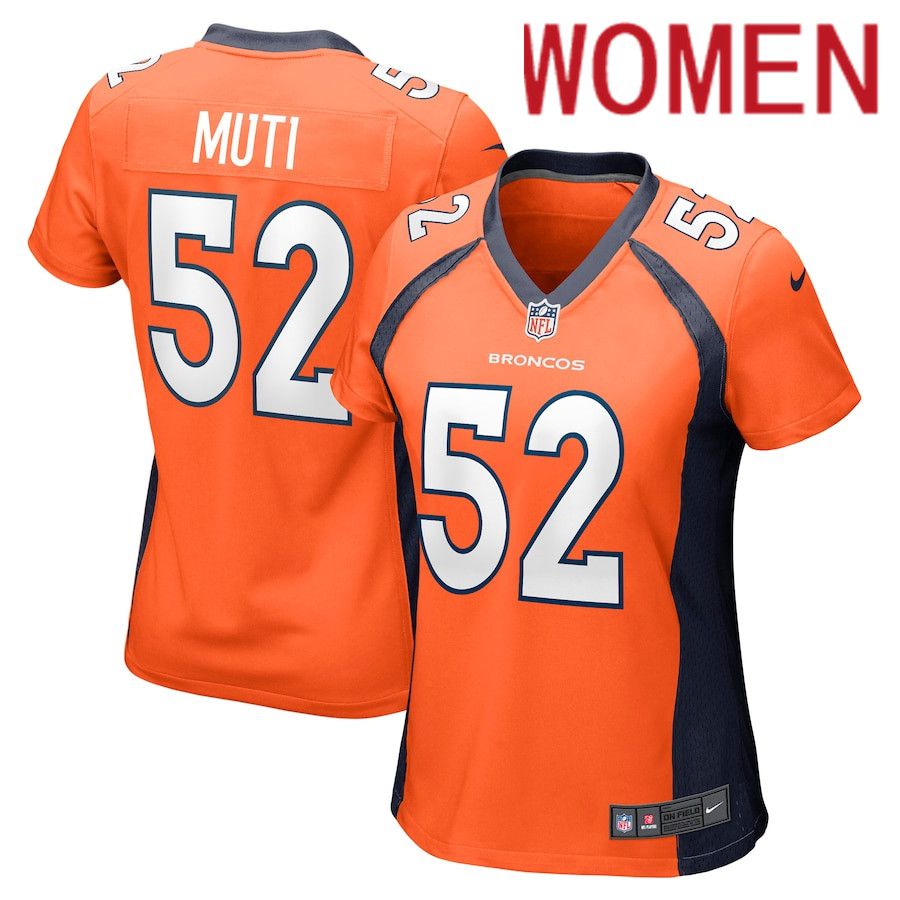 Women Denver Broncos 52 Netane Muti Nike Orange Nike Game Player NFL Jersey
